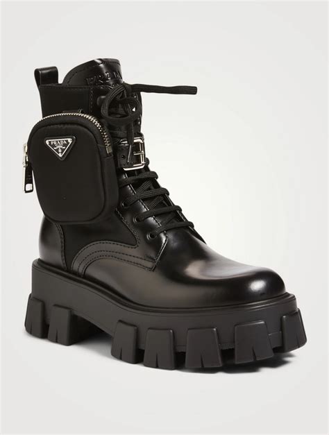 prada laced booties|Prada combat boots with pouch.